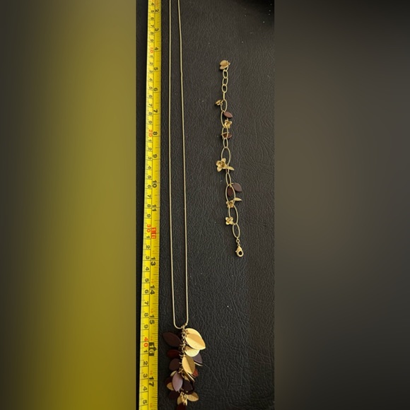 Pilgrim Gold Plated Flowers & Enamel Leaves Necklace & Bracelet - Picture 14 of 15